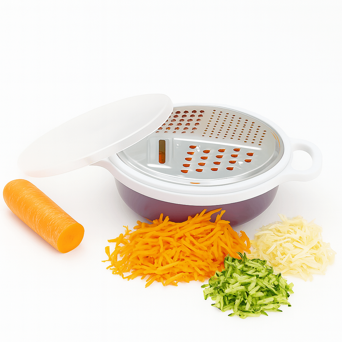 3-in-1 Grater with Storage Bowl & Lid Purple