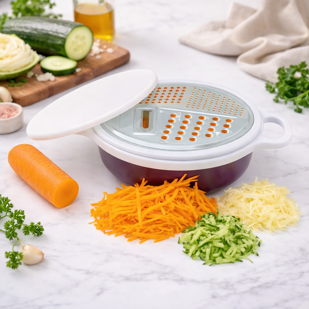 3-in-1 Grater with Storage Bowl & Lid Purple