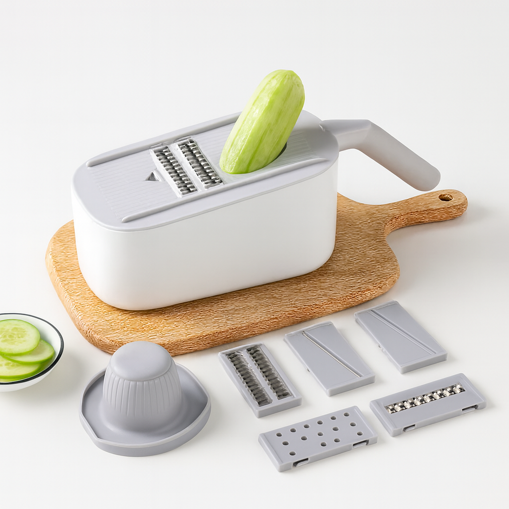 Multi-Function Grater & Slicer – 6-in-1 Vegetable Cutter with Storage Box